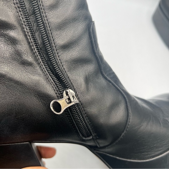 Y2K L’Intervalle Black Leather Platform Ankle Boots Sz 41 - Picture 11 of 14